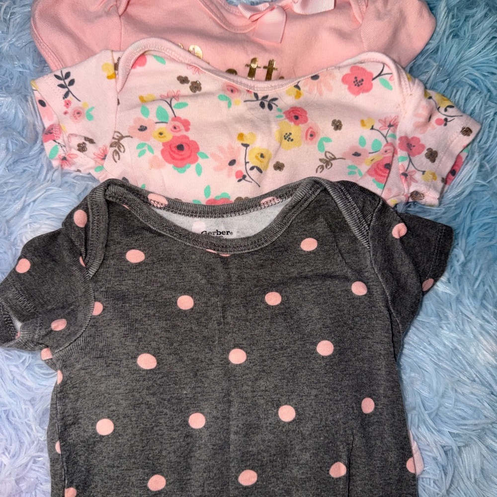 Gerber Baby Onesies in Pink and Gray